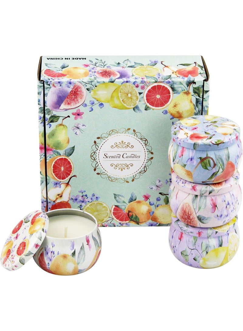 CLENEA 4 Pcs Scented Candles Gift Set, Aromatherapy Soy Wax Candles for Home, Stress Relief, Long Burning Jar Candles for Women, Birthday, Christmas, Mother’s Day, Fruit Fragrance - Image 1
